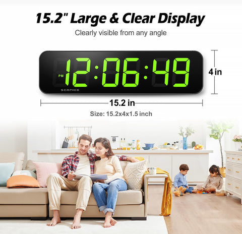 SERPHIX 152 digital wall clock displaying customizable RGB colors for ambient mood