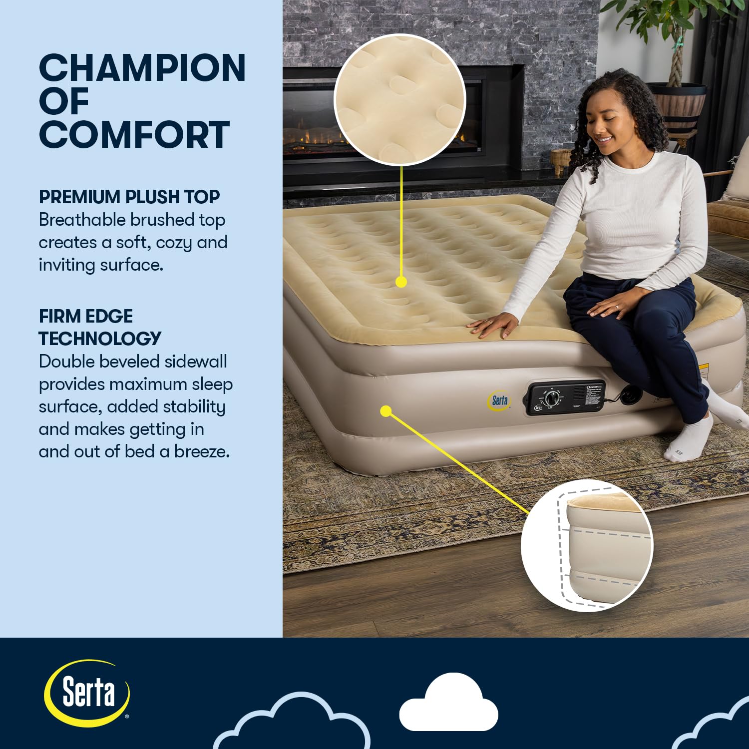 Serta 35-coil system provides firm yet supportive comfort.