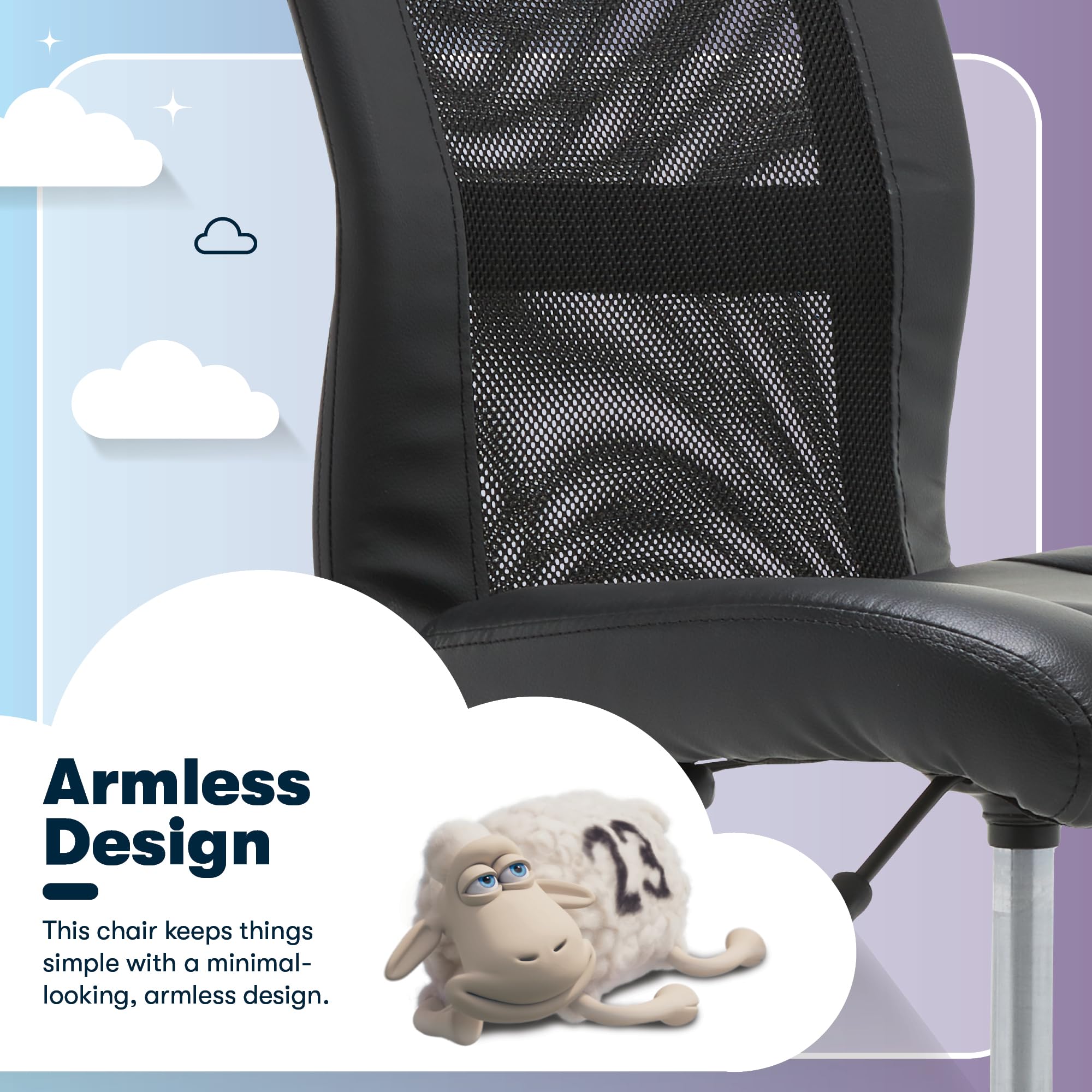Serta Essential Armless Task Chair breathable mesh back supports back cooling