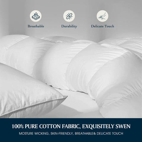 Serta goose down fiber fabric close up shows breathable cotton cover