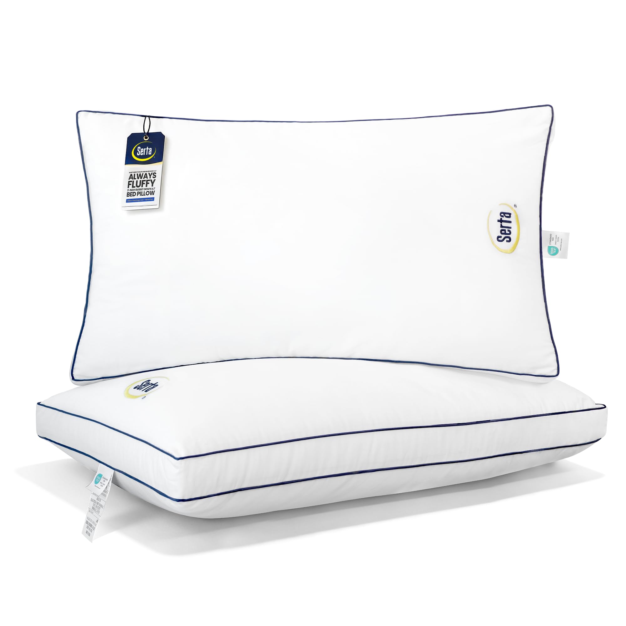 Serta Hotel Collection pillow cover close-up highlighting breathable 400TC cotton for comfort.