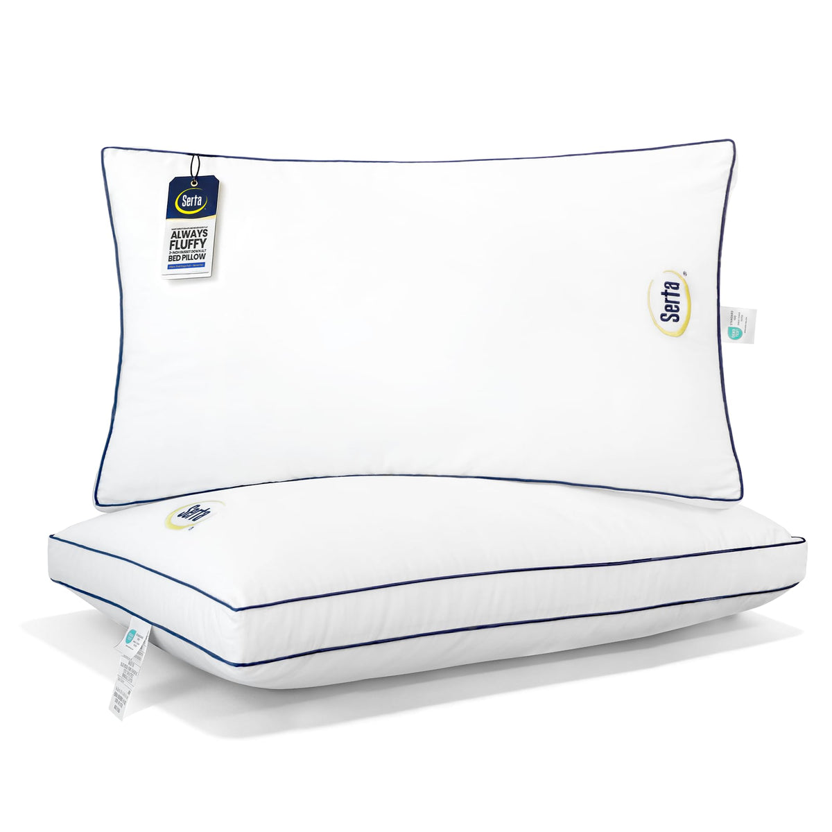 Serta Hotel Collection pillow cover close-up highlighting breathable 400TC cotton for comfort.