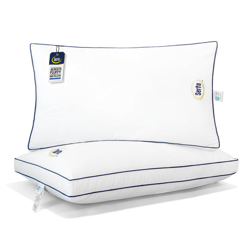 Serta Hotel Collection pillow cover close-up highlighting breathable 400TC cotton for comfort.