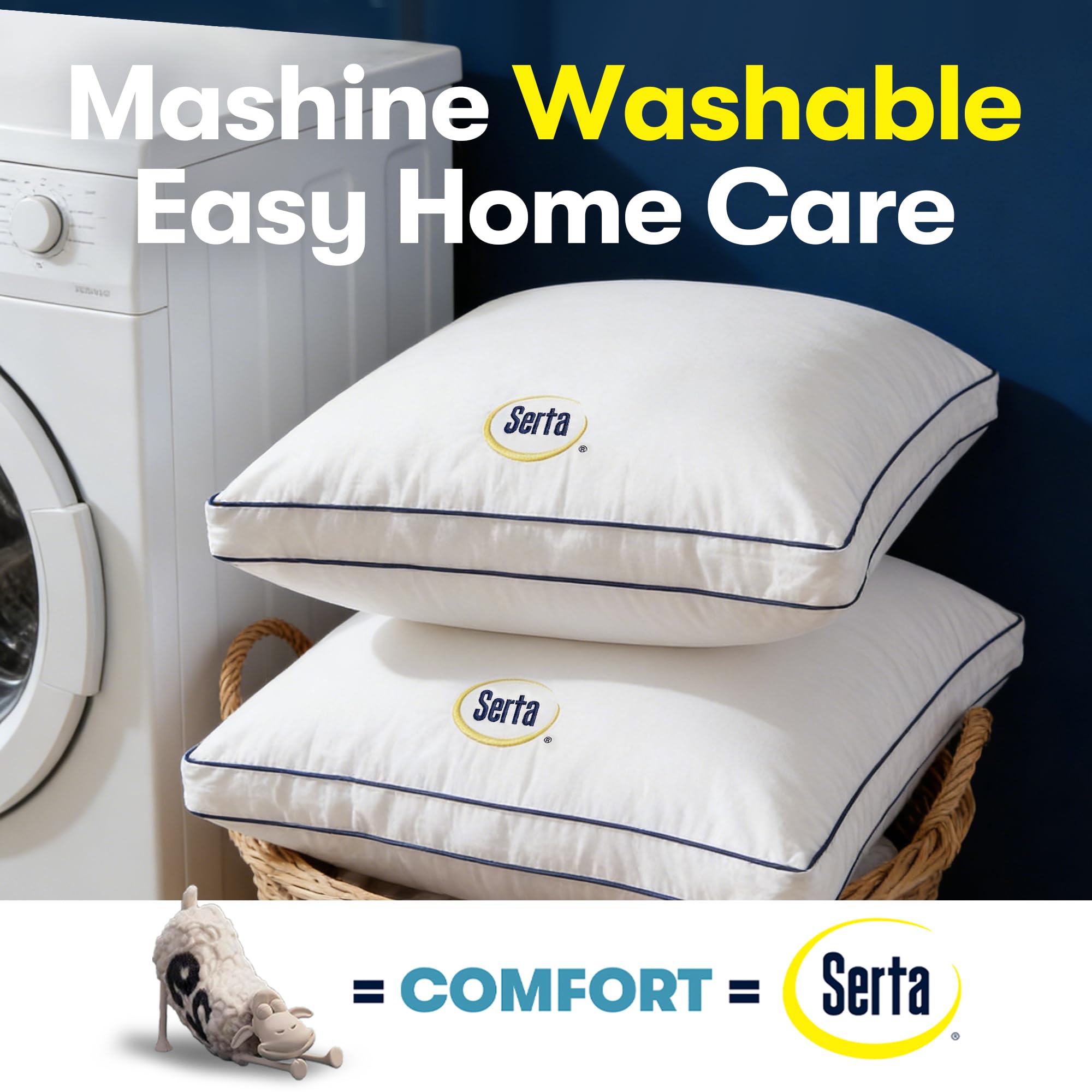 On-bed view of Serta pillow with hotel-inspired look