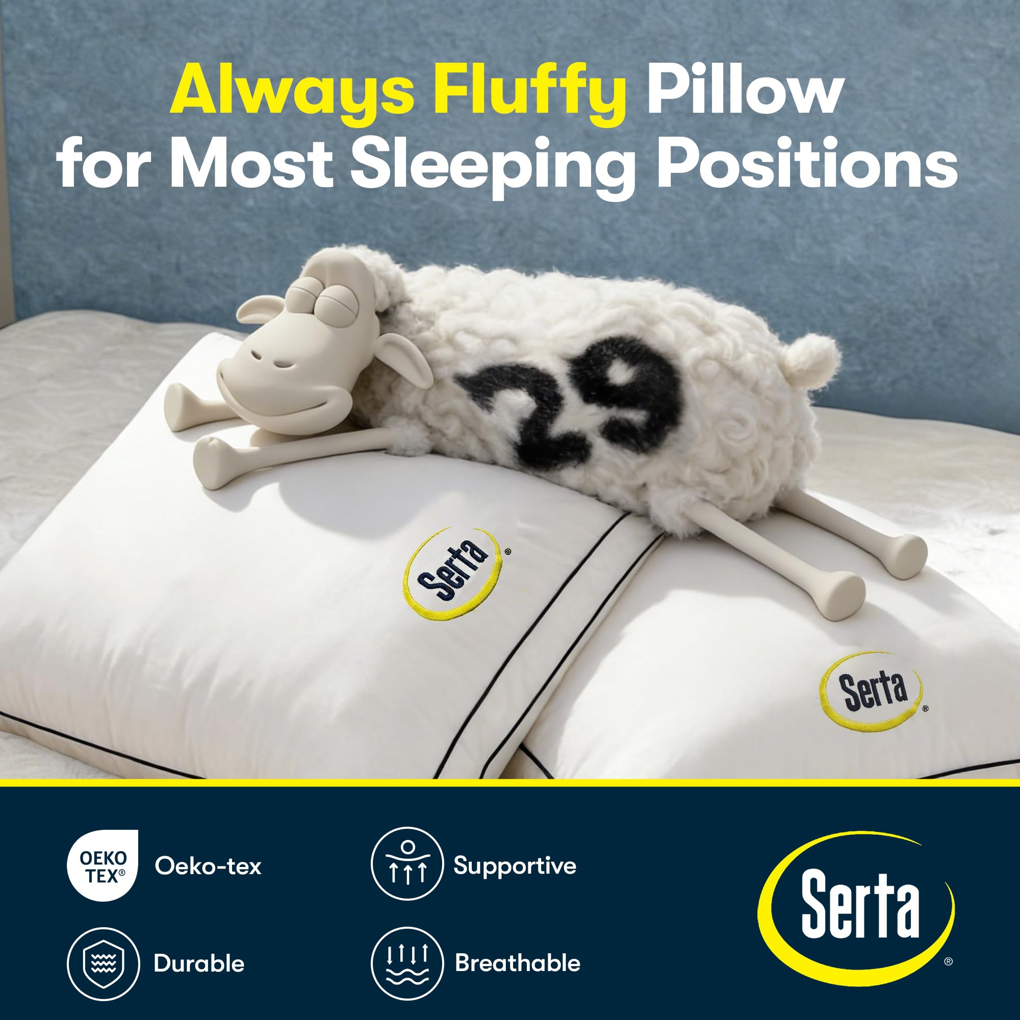 Side profile of Serta Hotel Collection pillow for versatile sleep
