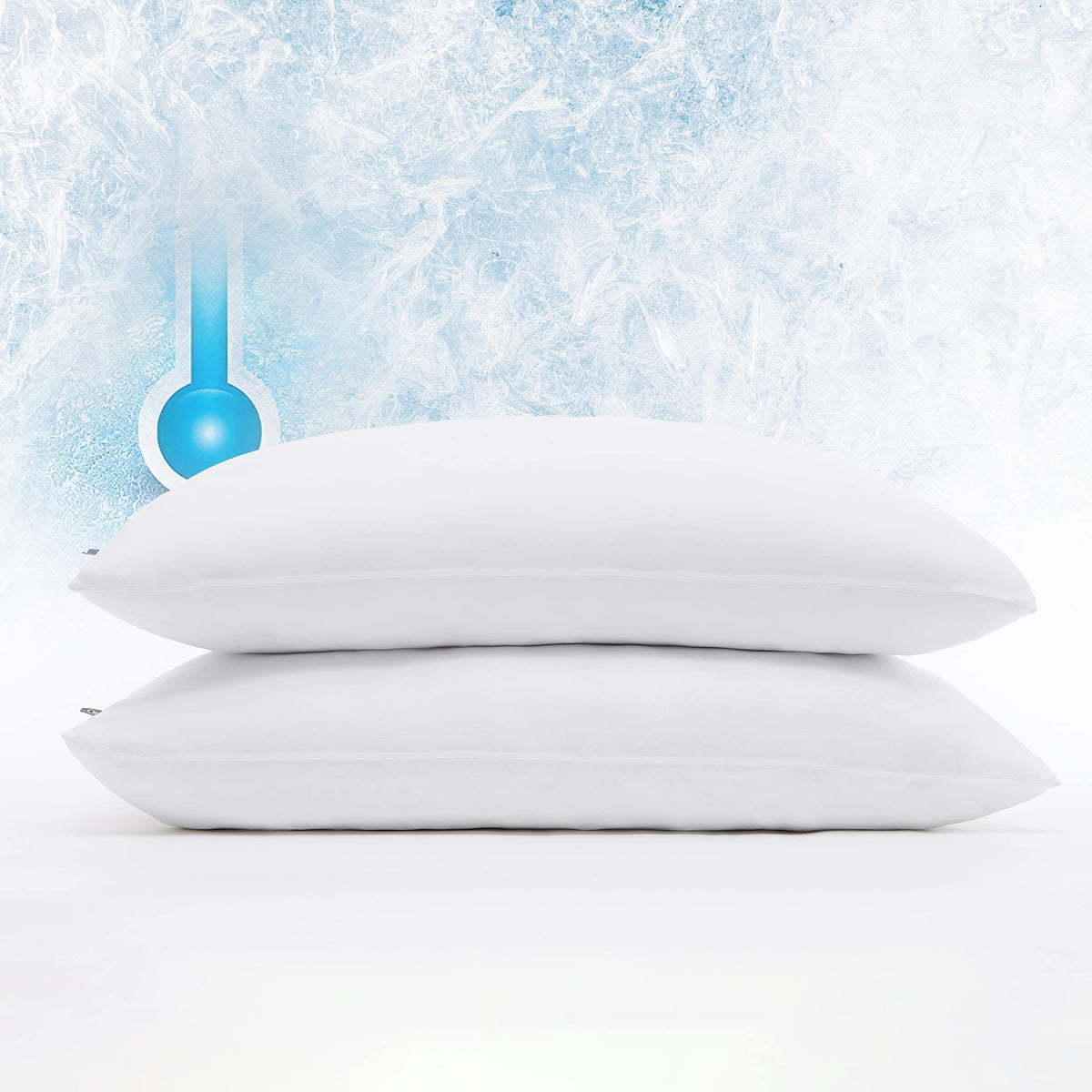 Serta Power Chill king pillow protector front view with cooling knit fabric for cooler sleep.