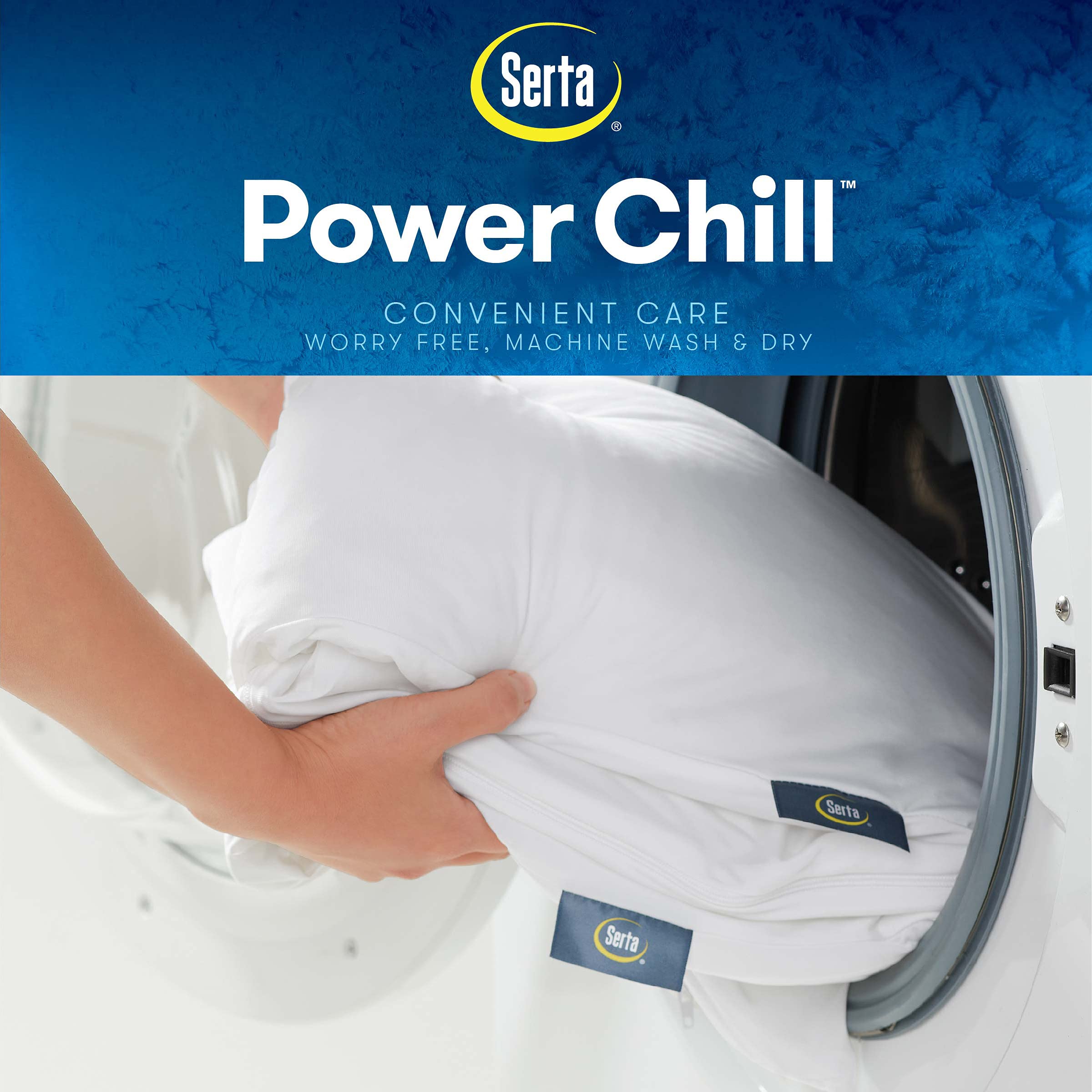 Serta Power Chill protectors on bed showing dust protection in use.