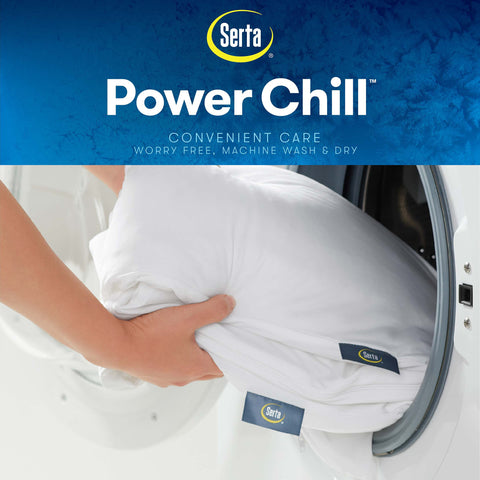 Serta Power Chill protectors on bed showing dust protection in use.