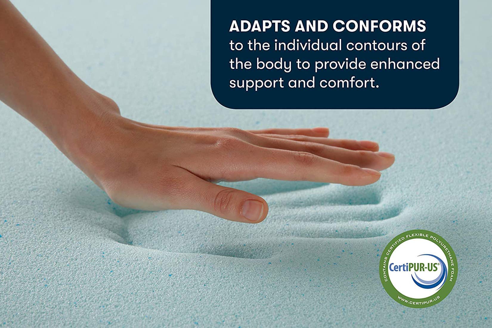 Serta ThermaGel 3in memory foam close-up highlights pressure-relief comfort.