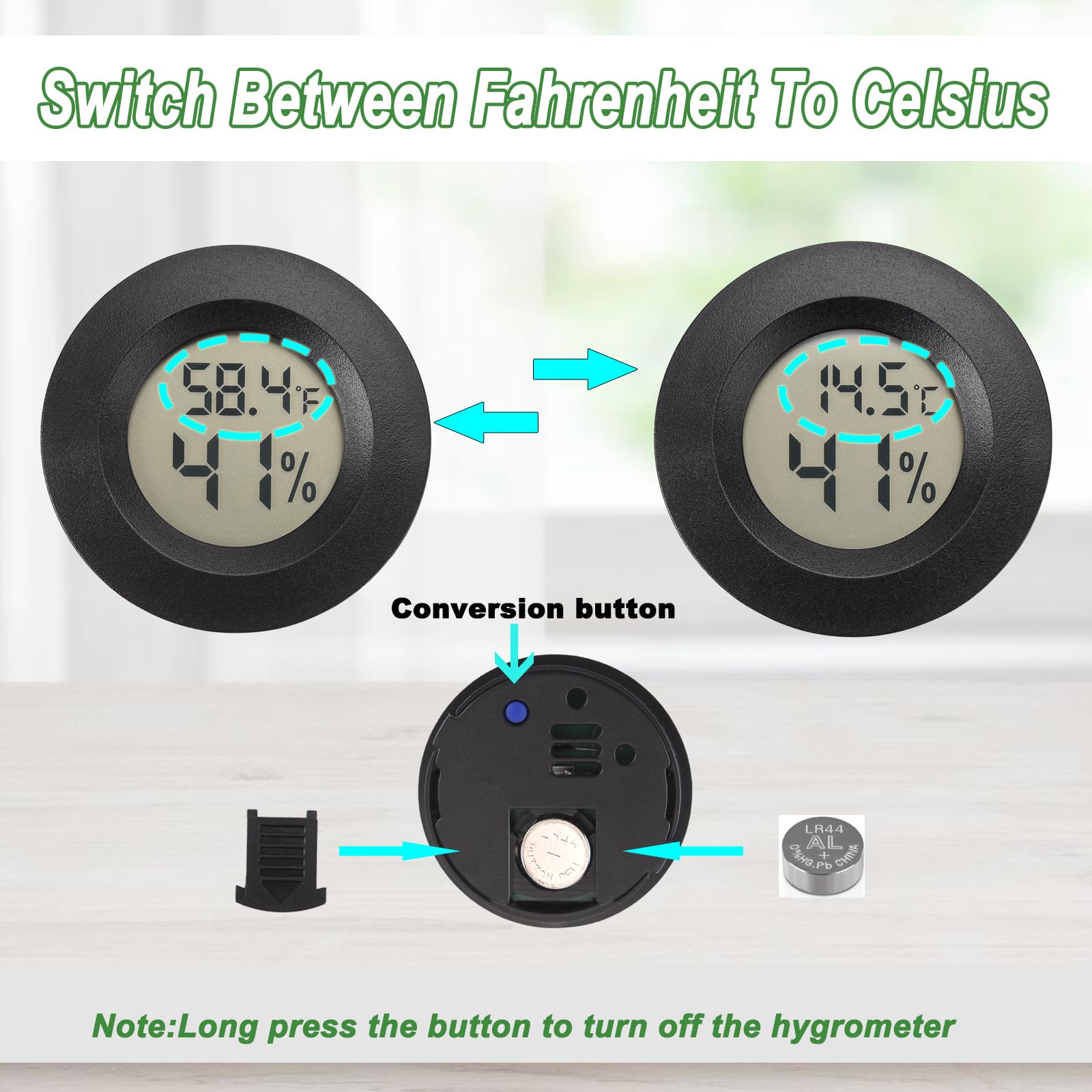 Serundo Auto reptile terrarium hygrometer helps monitor habitat conditions safely.