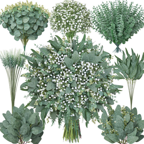 Serwalin artificial eucalyptus stems for DIY bouquets and long-lasting wedding decor.