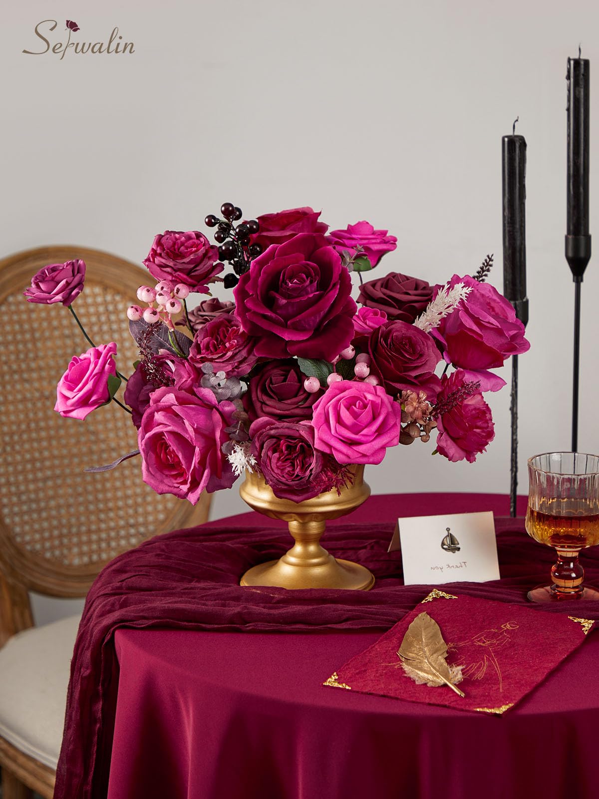 Serwalin burgundy rose buds with soft texture for elegant arrangements.