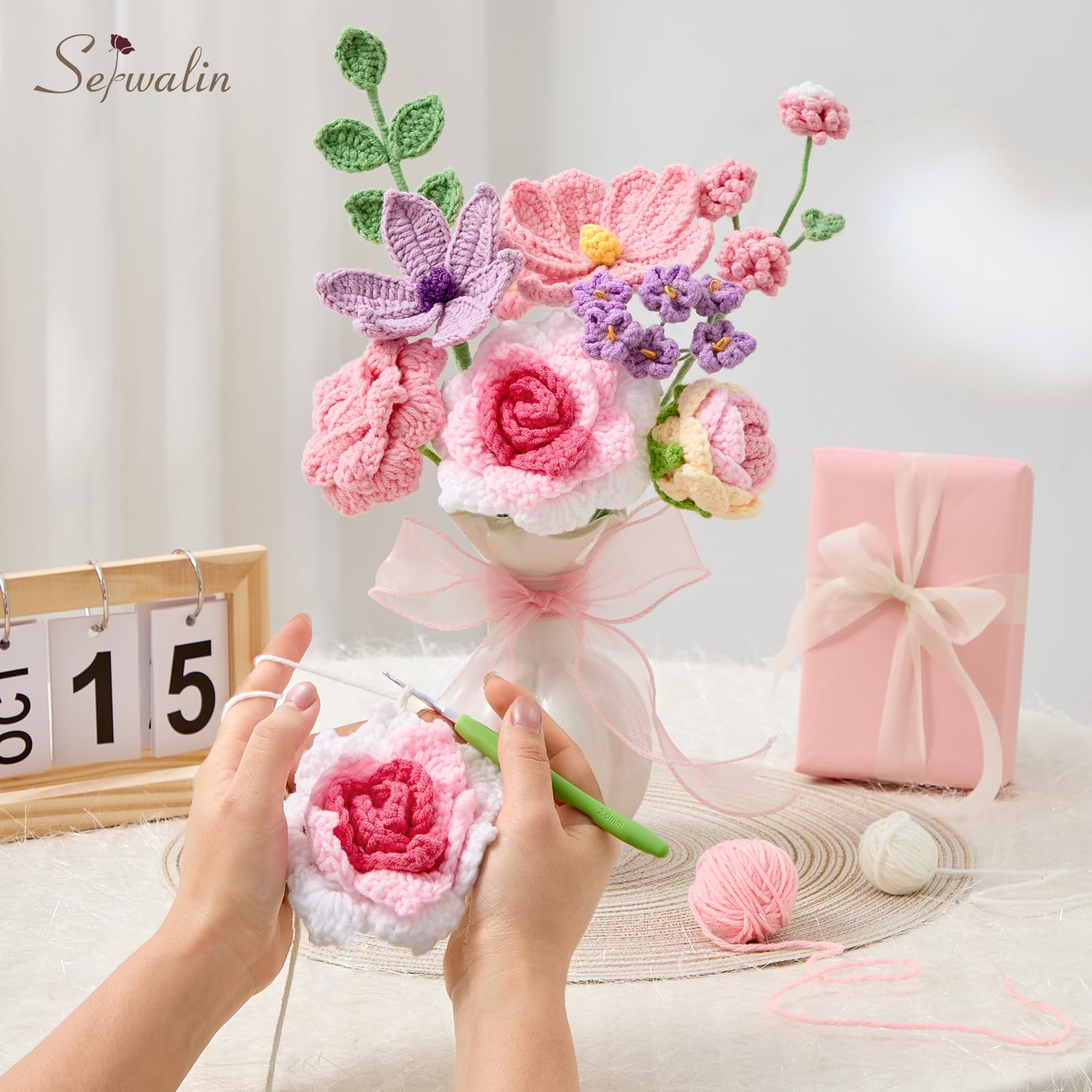 Serwalin bouquet shown with included gift card for personal message