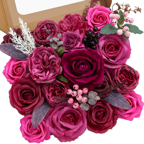 Serwalin dark magenta rose bouquet for DIY wedding centerpieces.