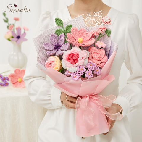 Serwalin crochet bouquet requires no upkeep and stays vibrant