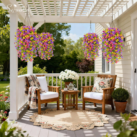 Serwalin outdoor fake pansies resist fading and weathering