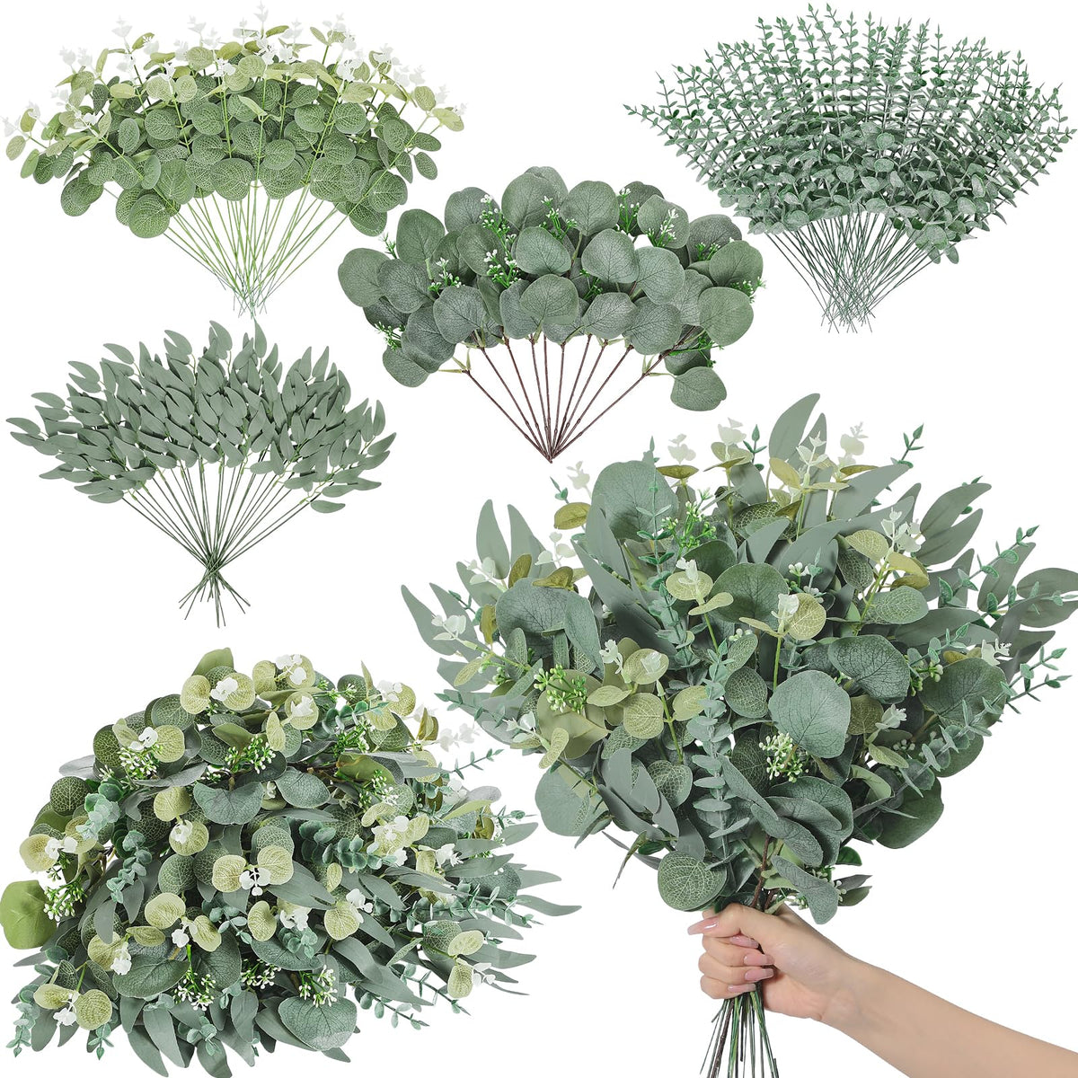 Serwalin silver-dollar eucalyptus stems for realistic wedding and home decor