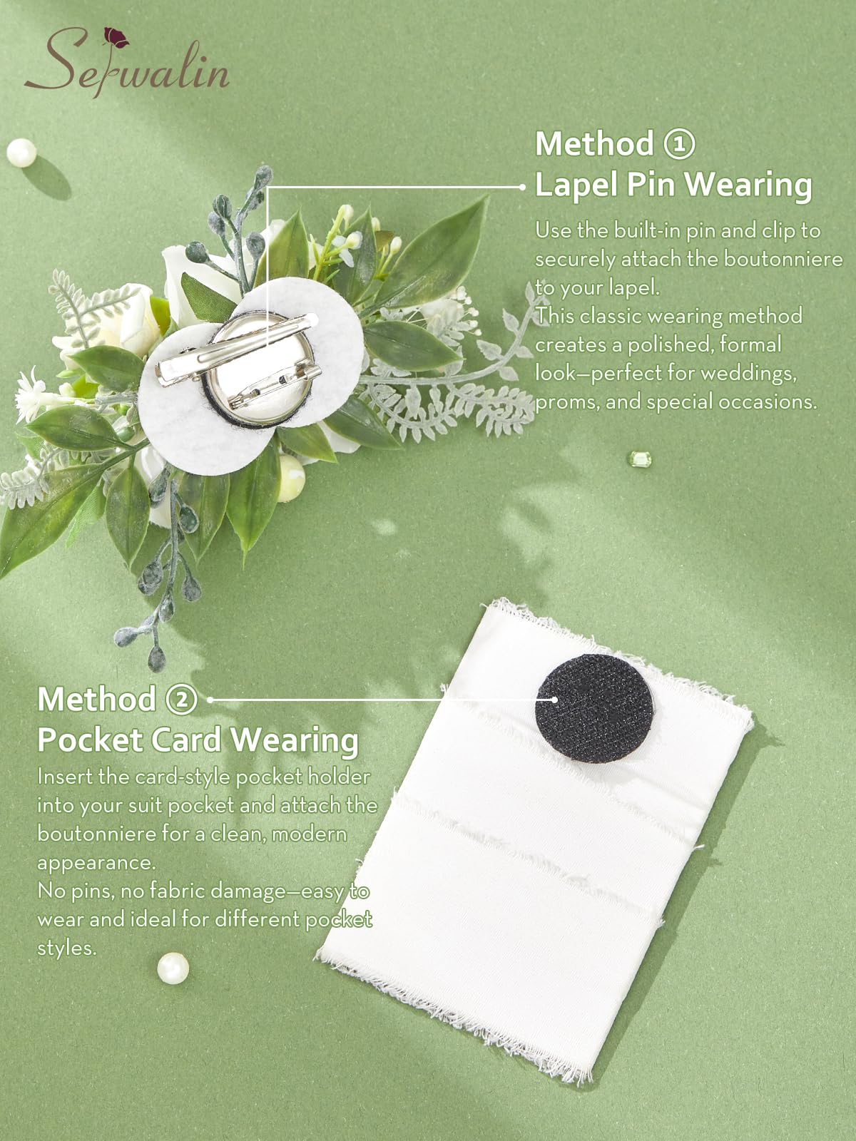 Serwalin versatile floral accessory suitable for weddings and homecomings.