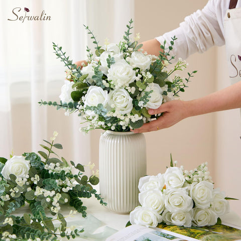 Serwalin white silk roses add timeless elegance to bouquets