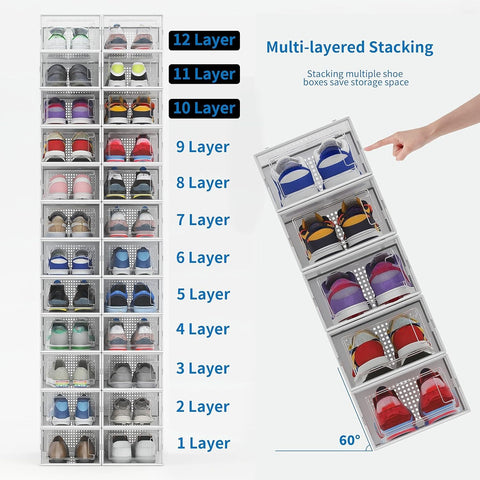 Seseno foldable shoe storage case folds flat for compact storage.