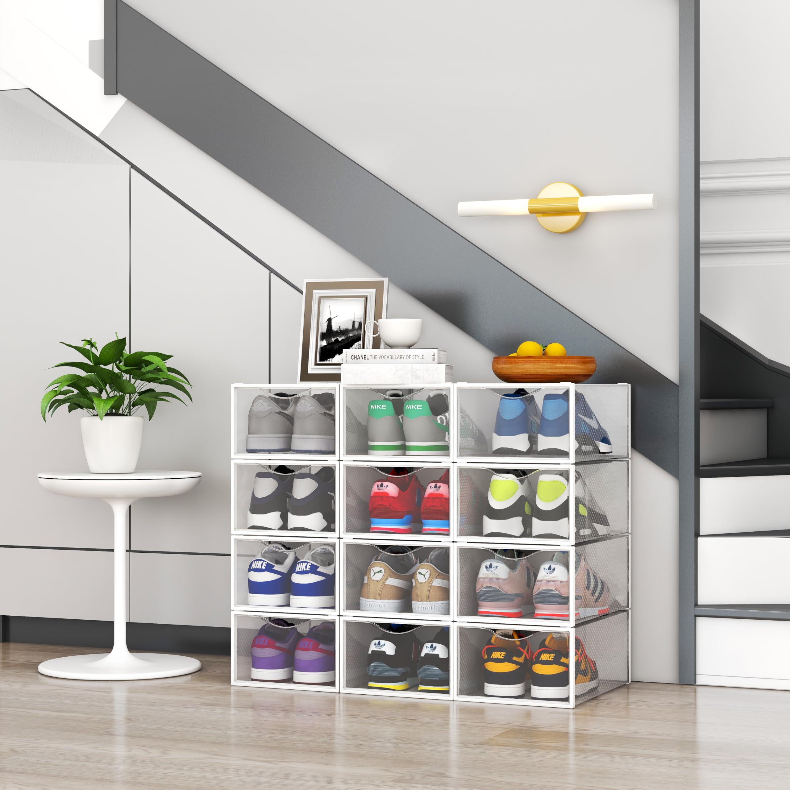 Seseno bins fit medium shoes up to men’s size 8, keeping pairs together.