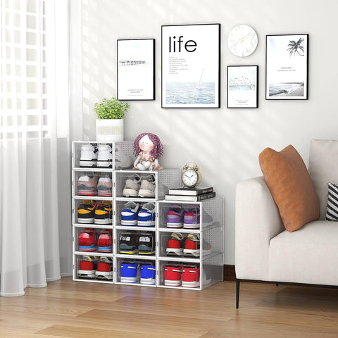 Seseno transparent shoe bin view contents quickly and locate pairs.