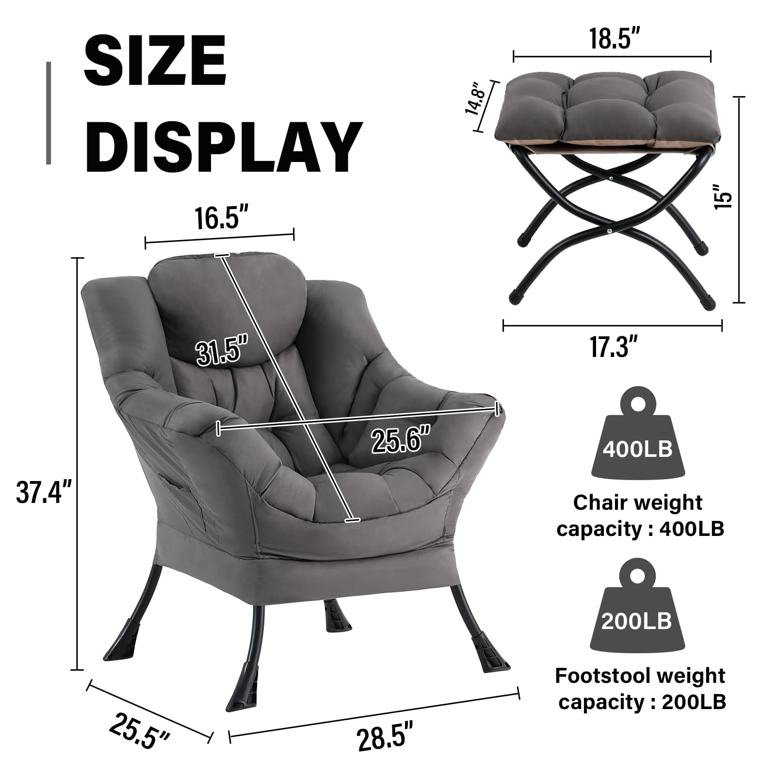 SESHINELL Reading chair showcases soft fabric and cozy cushioning for long reading hours.