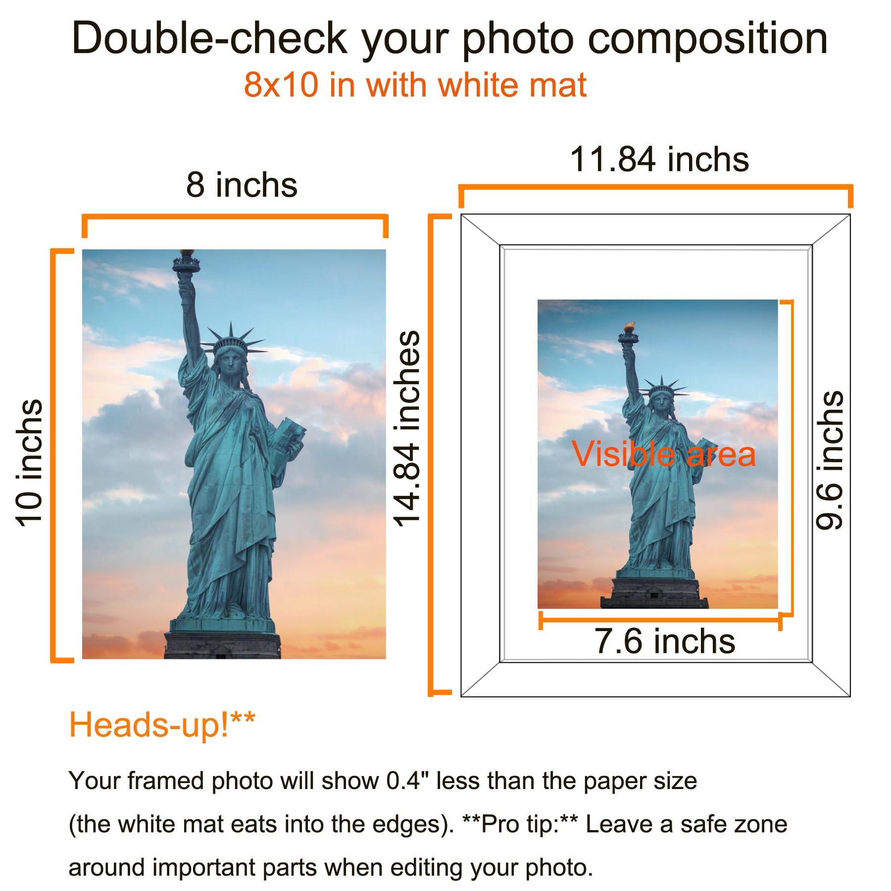 SESEAT frame displaying 8x10 photo inside with mat for gallery style display.
