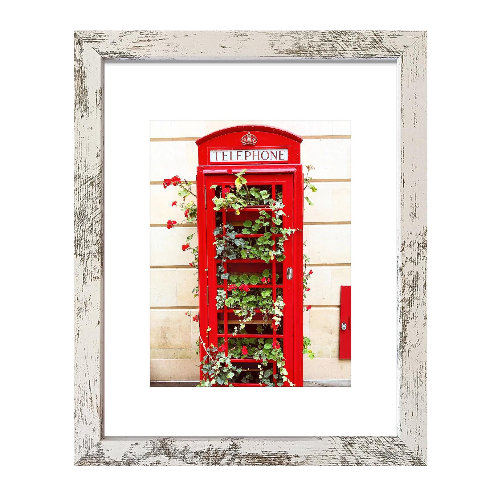 SESEAT 16x20 distressed white frame front view for wall gallery