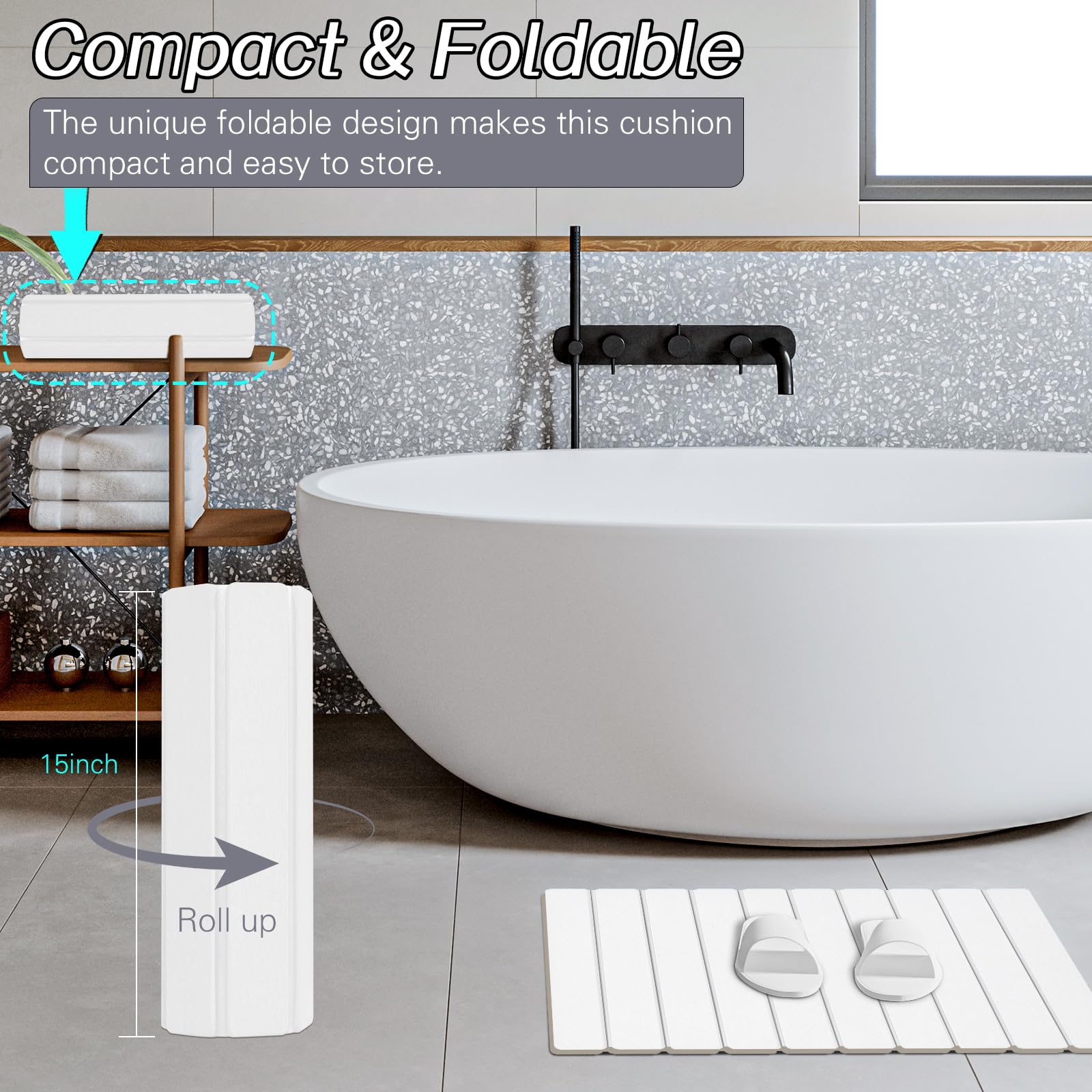 Setguopal 2-piece foldable set saves space and stores neatly in small bathrooms.