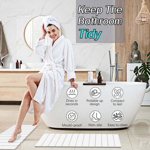 Setguopal absorbent diatomite bath mat delivers rapid moisture relief after showers.