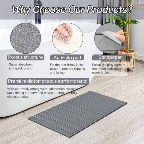 Setguopal anti-slip mesh pad keeps the mat in place on smooth floors.