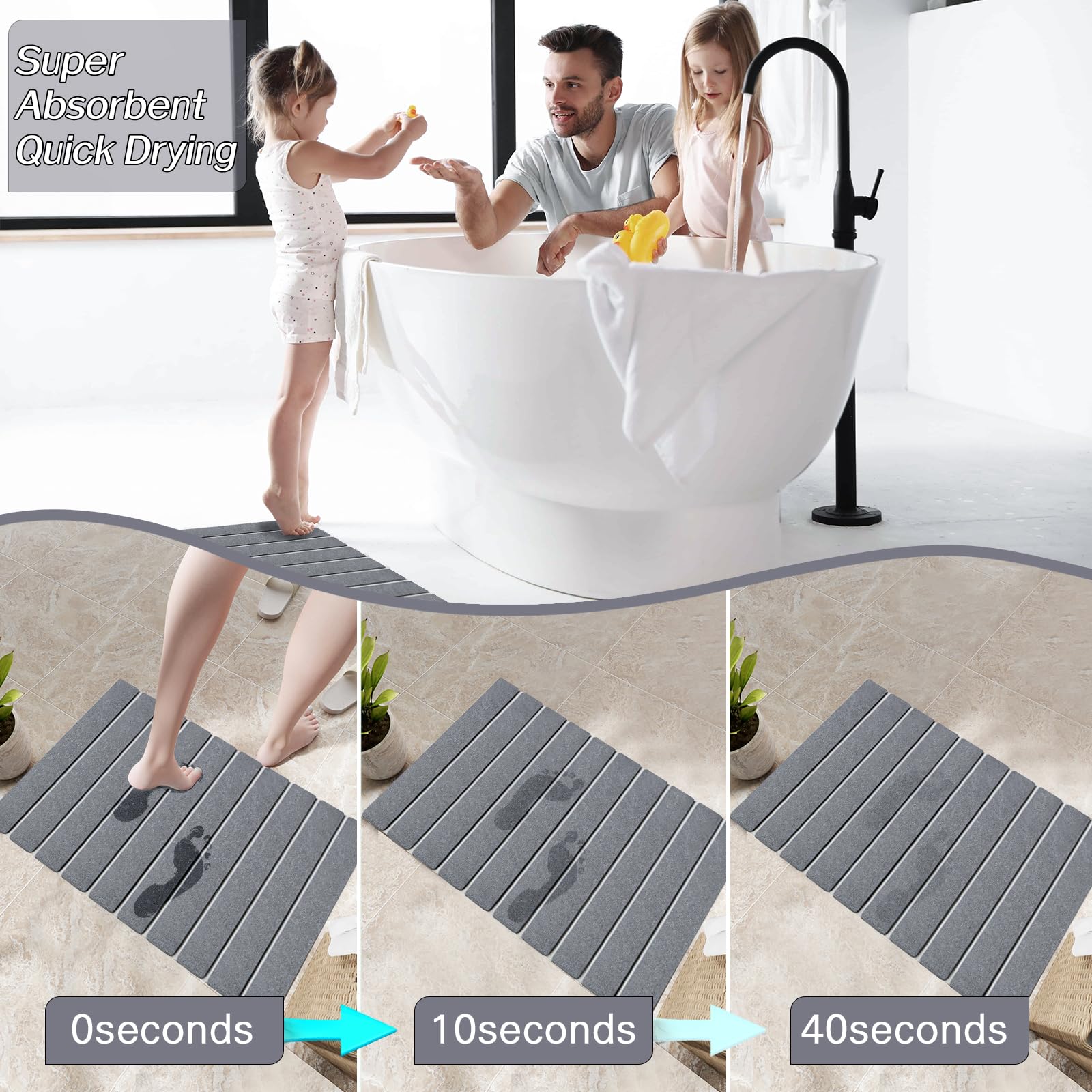 Setguopal easy-clean diatomite bath mat for simple maintenance.