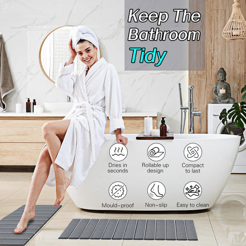 Setguopal gray 2-pack bath mats prevent water on the floor after showers.