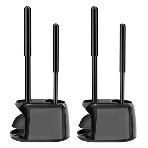 SetSail two-pack brush and plunger set in black for bathroom organization.