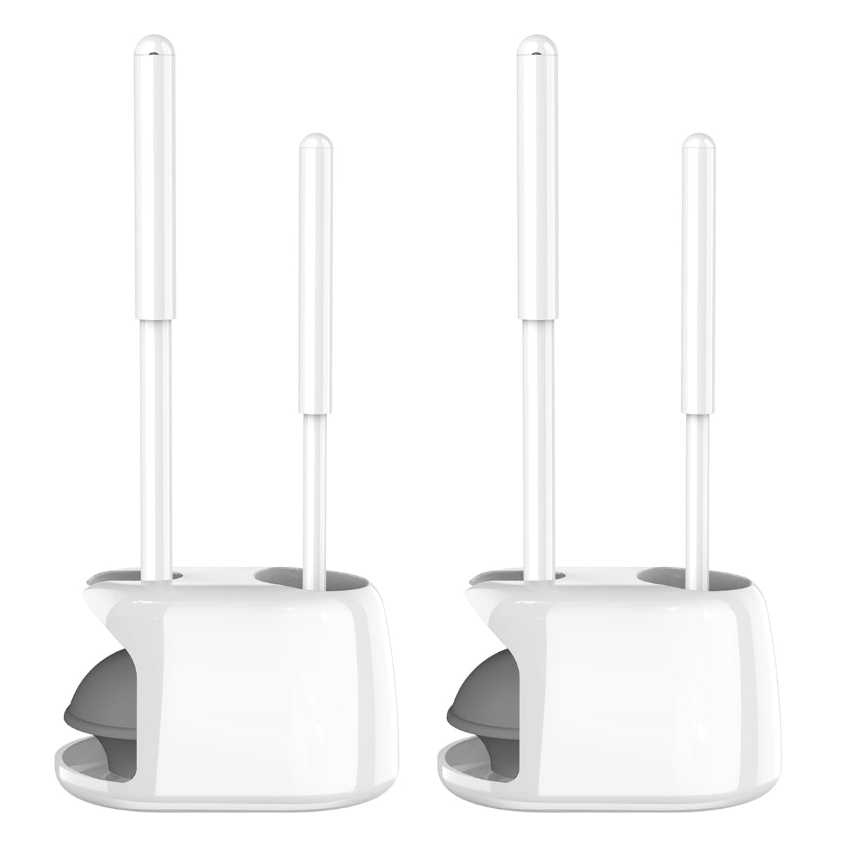 SetSail toilet brush and plunger set in white, two-pack for convenient bathroom cleaning.
