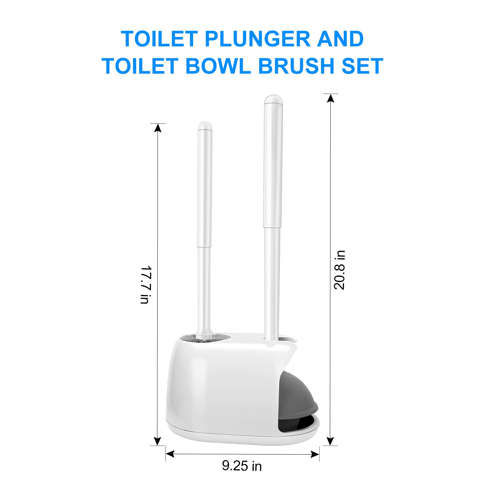 SetSail toilet brush and plunger set with strong suction for quick bathroom unclogging.