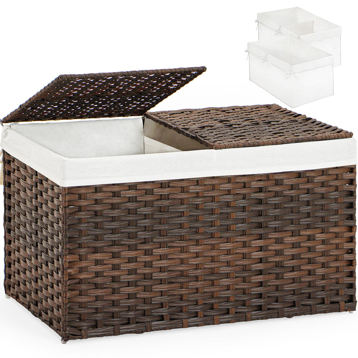 SETVSON storage basket with lid open showing organized storage and easy access.