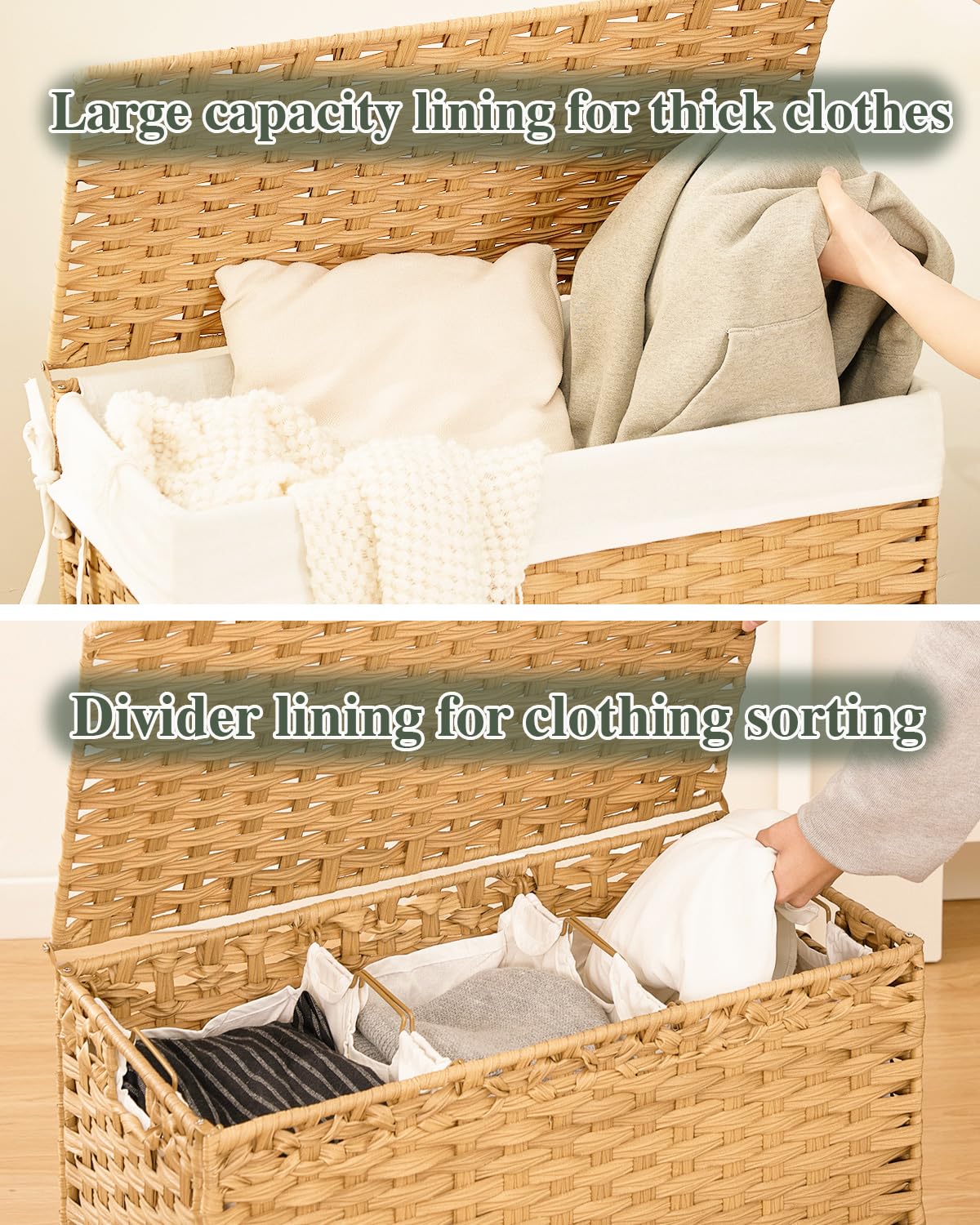 SETVSON handwoven hamper with handles for easy transportation.
