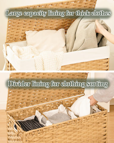 SETVSON handwoven hamper with handles for easy transportation.