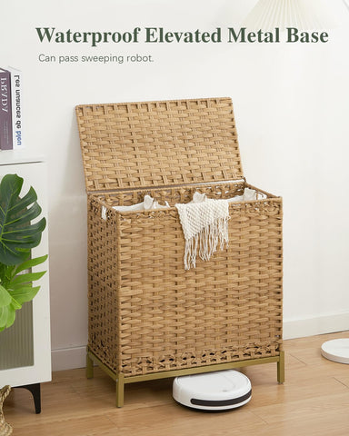 Close-up of SETVSON handwoven rattan texture for durable stylish storage.