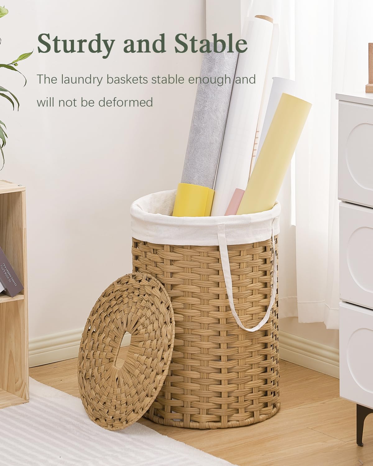 SETVSON simple assembly process for the round wicker hamper