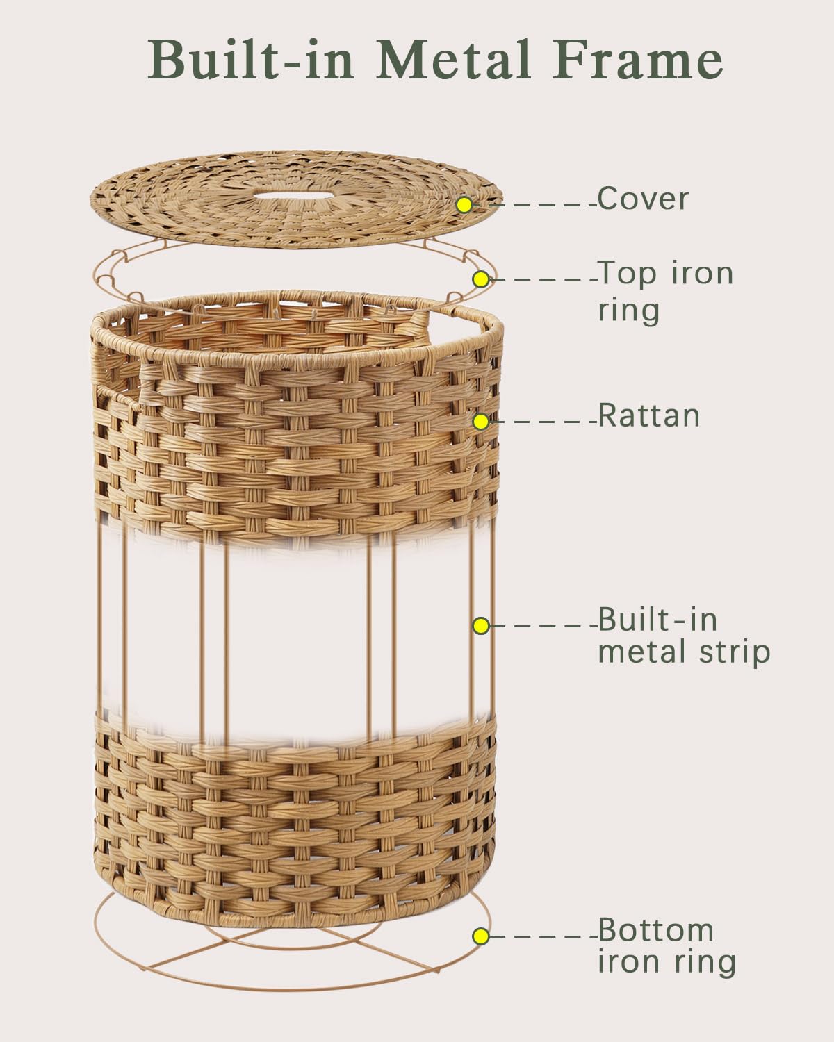 SETVSON wicker laundry hamper placed in a living room setting