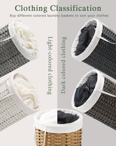 SETVSON round wicker laundry hamper top lid viewed from above