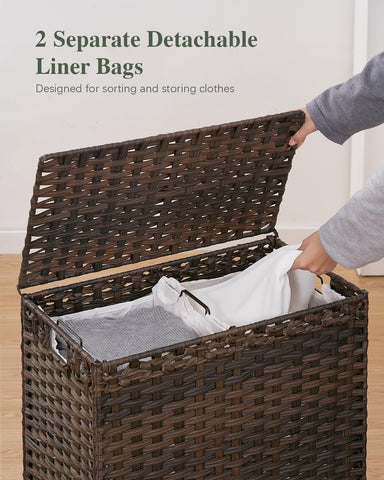 SETVSON raised metal feet lift the hamper and protect floors