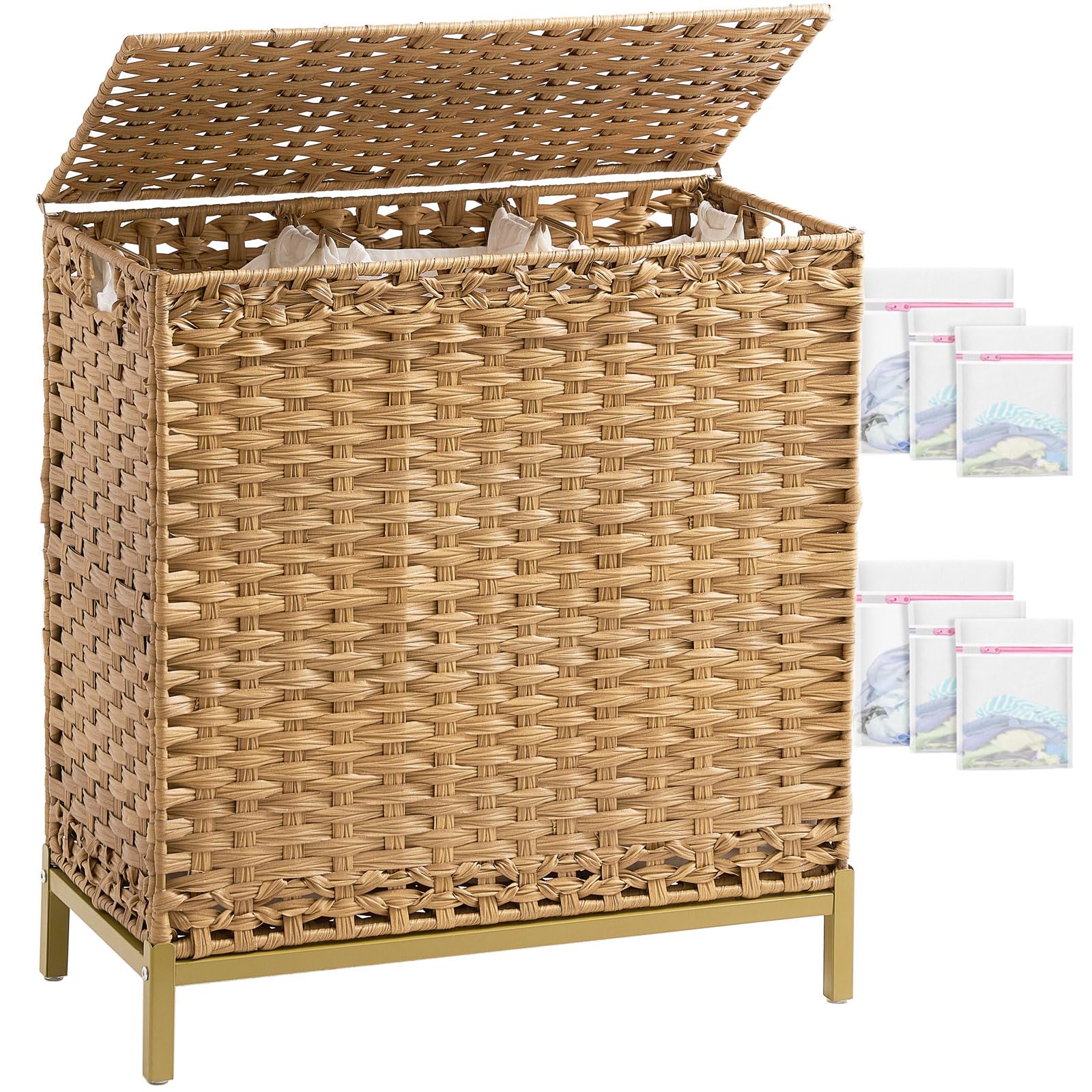SETVSON laundry hamper with lid, front view showing easy access for laundry sorting.