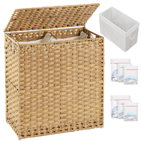 SETVSON laundry hamper with lid keeps dirty clothes hidden and odors contained.