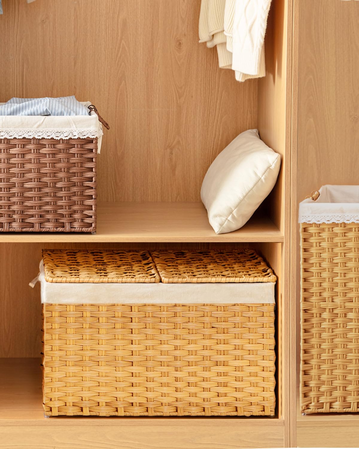 SETVSON laundry room organization basket with hidden storage