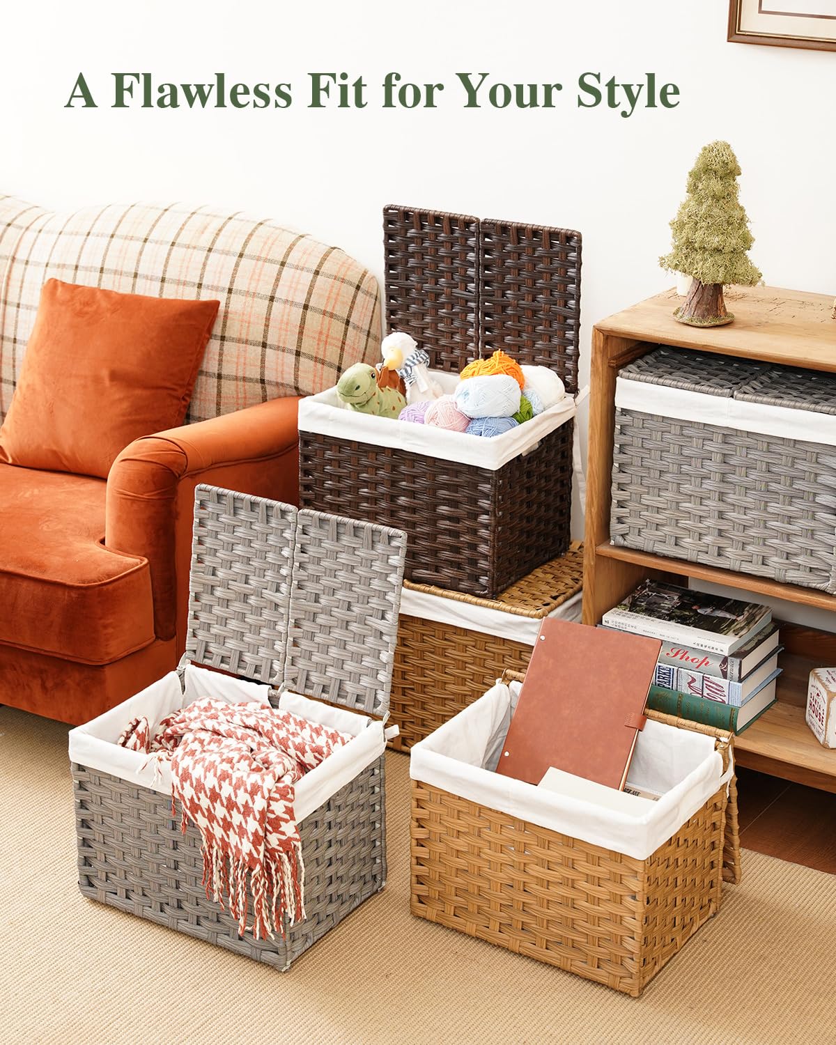 SETVSON lidded storage basket organizes bedroom or laundry essentials.