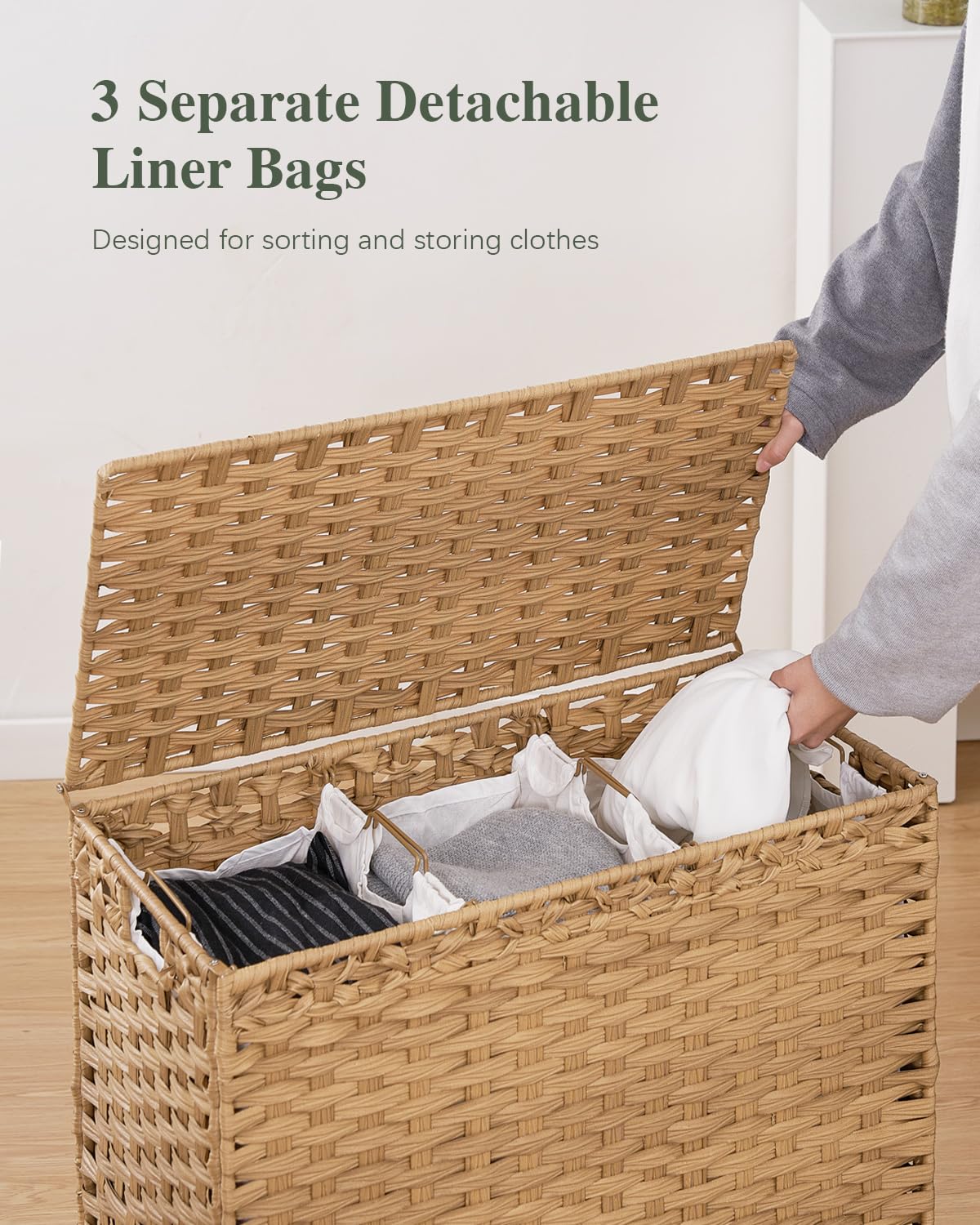 SETVSON hamper's metal heightened feet prevent moisture contact and odor.